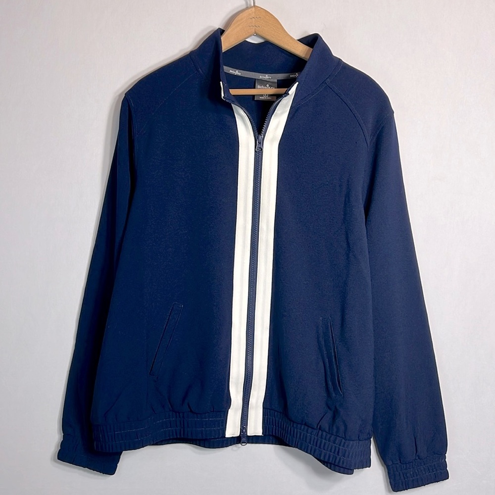 Belyn Key Balmoral Bomber Jacket Navy and White size L NWOT